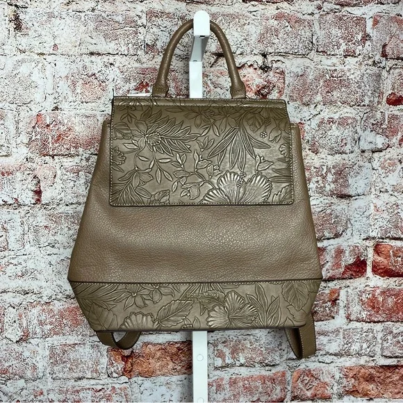 Darcy Marks London Floral Embossed Backpack - Taupe Embossed Backpack - Etsy main image 4
